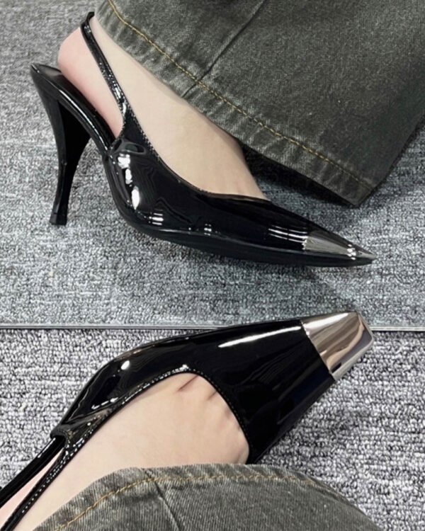 Saint Laurent square pointed toe slingback pumps - Image 5