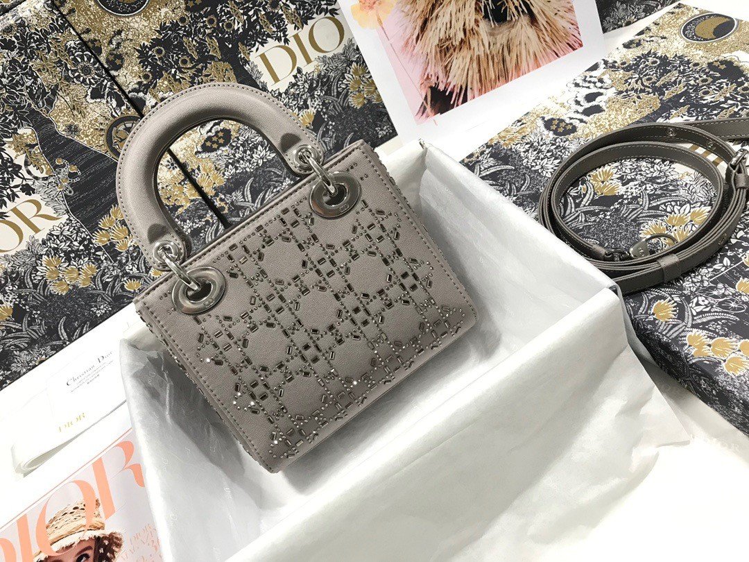 MINI LADY DIOR BAGGray Strass - Image 2