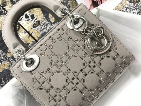 MINI LADY DIOR BAGGray Strass - Image 5