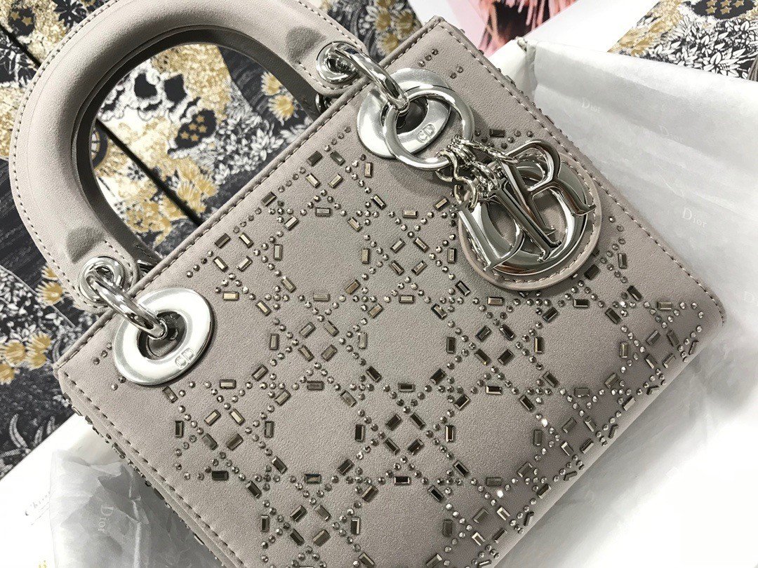 MINI LADY DIOR BAGGray Strass - Image 5