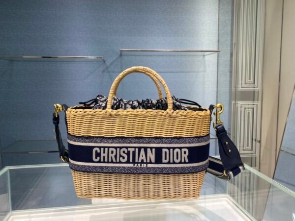 DIOR WICKER BASKET BAGBlue Dior Oblique