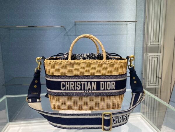 DIOR WICKER BASKET BAGBlue Dior Oblique - Image 2