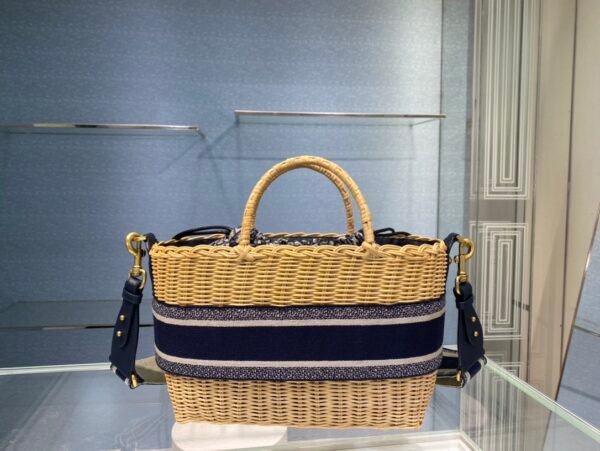 DIOR WICKER BASKET BAGBlue Dior Oblique - Image 4