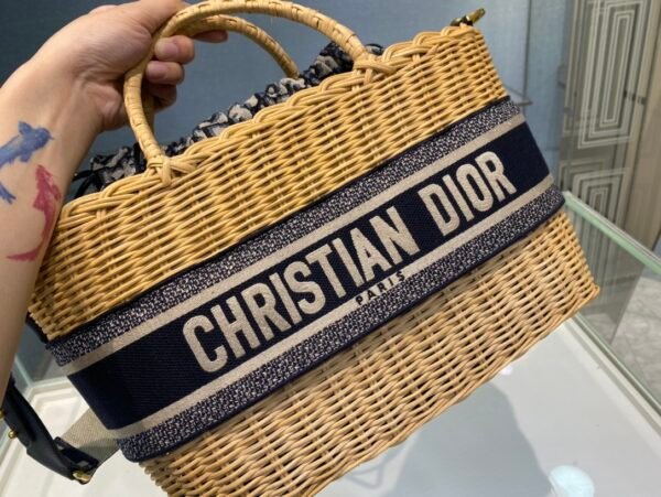 DIOR WICKER BASKET BAGBlue Dior Oblique - Image 5