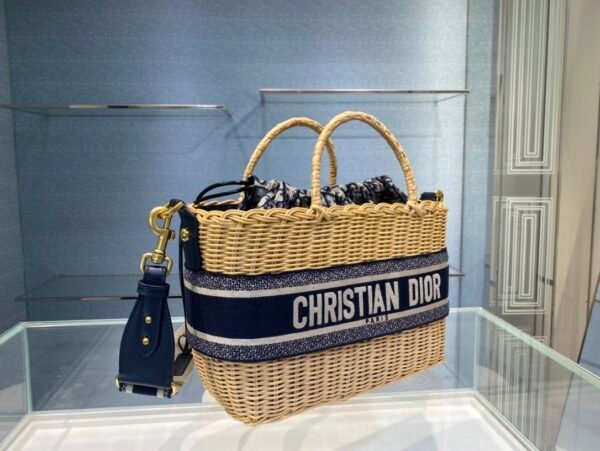 DIOR WICKER BASKET BAGBlue Dior Oblique - Image 6