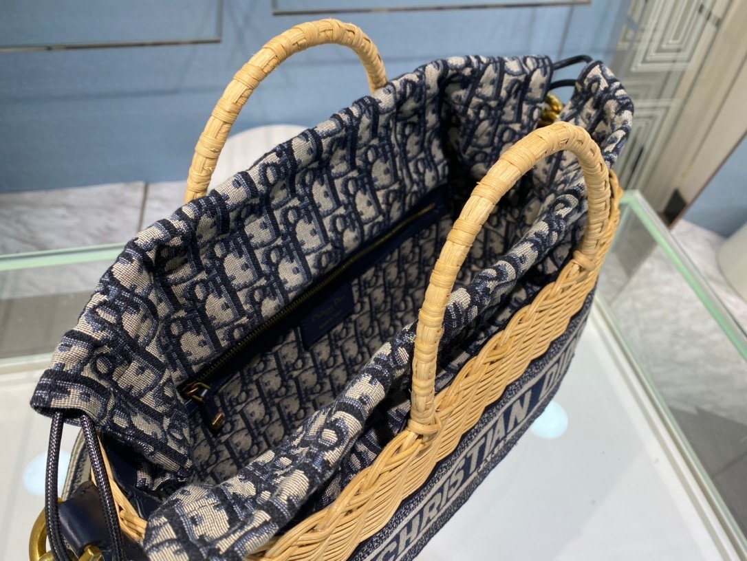 DIOR WICKER BASKET BAGBlue Dior Oblique - Image 8