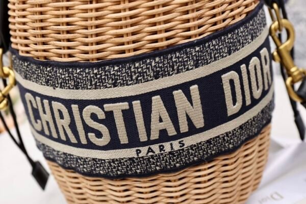 DIOR WICKER BUCKET BAGBlue Dior Oblique - Image 4